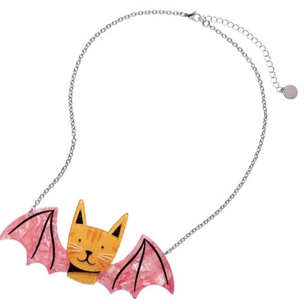 Erstwilder Winged Kitty Necklace By Megan Roy Haunted at Heart NIB - Picture 2 of 10